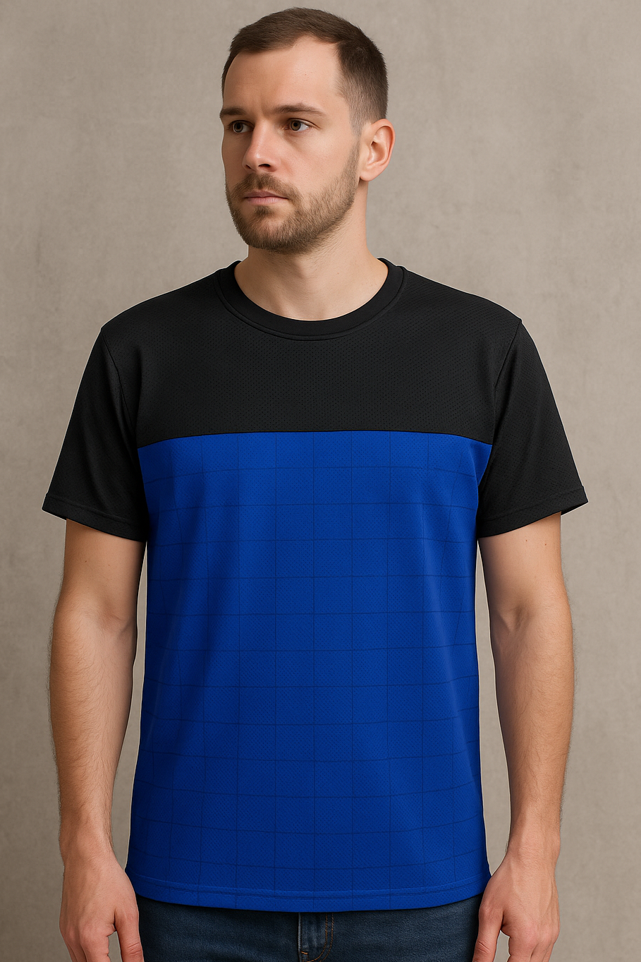 Midnight Grid Tech Tee Shirt – Dual-Tone Performance Comfort