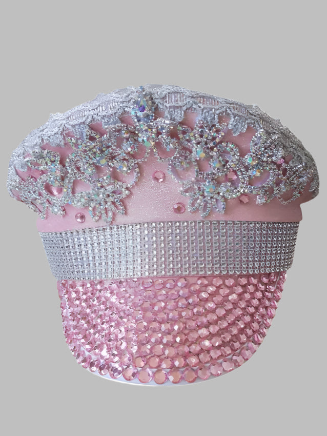 Pink Crystal & Lace Embellished Police Hat