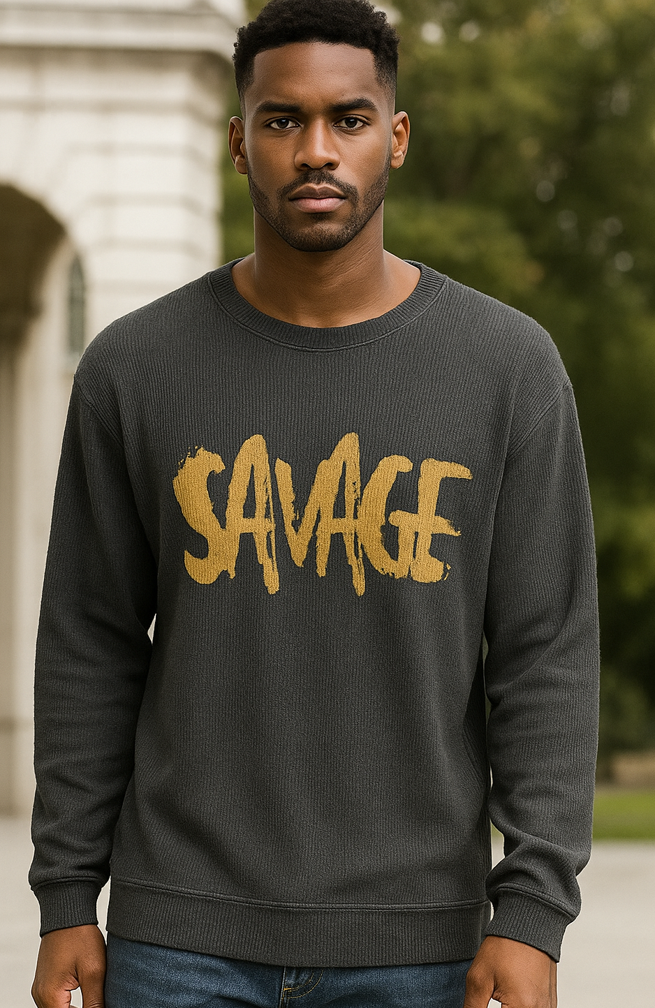 SAVAGE Long Sleeve Waffle Knit Shirt