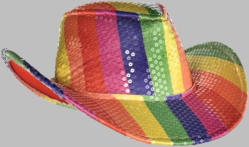 Rainbow Sequin Cowboy Hat
