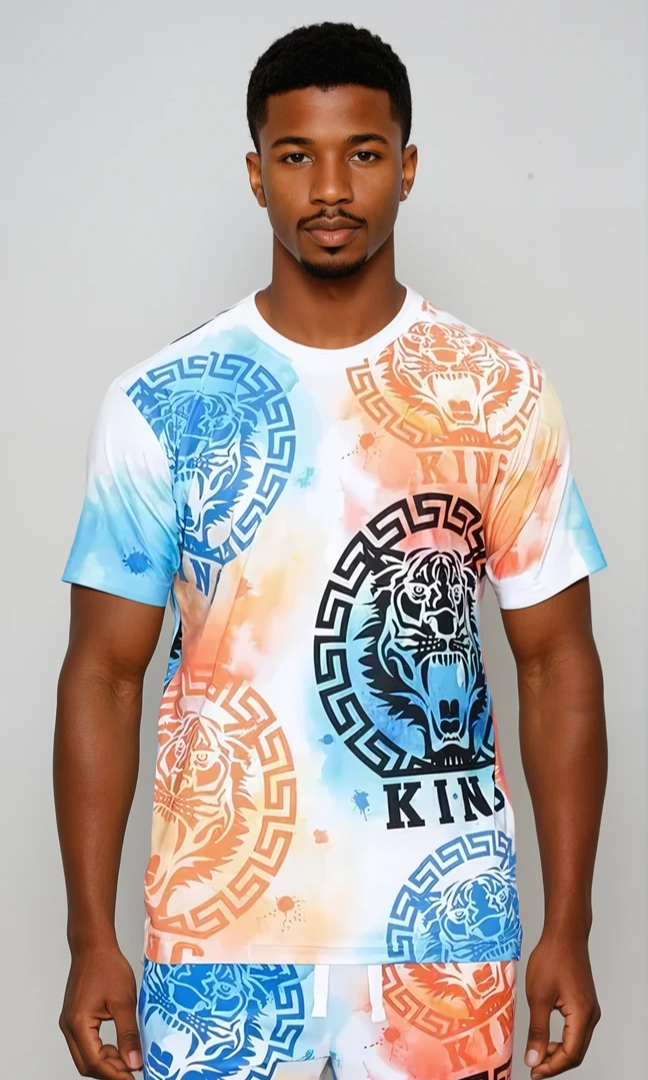 King Tie Dye Tiger Graphic Tee Shirt