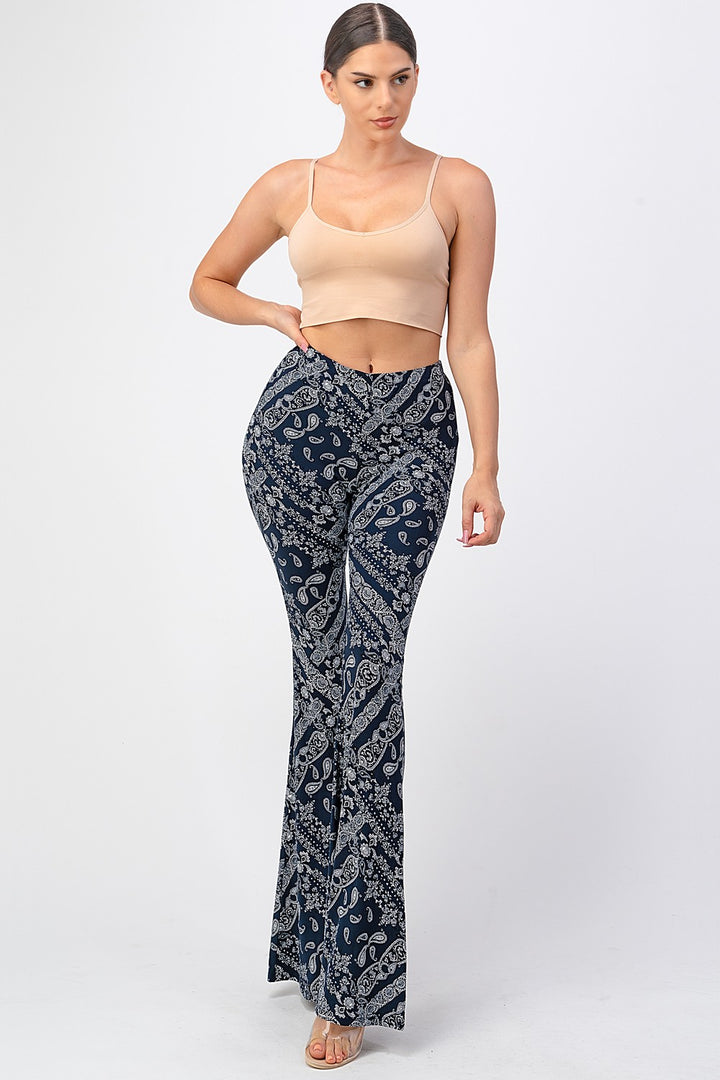 Boho Bandana Printed Flared Long Pants