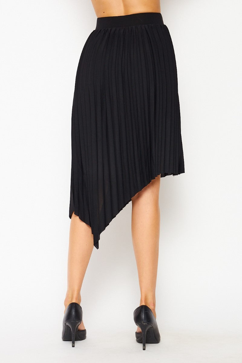 Asymmetrical Pleated Long Skirt