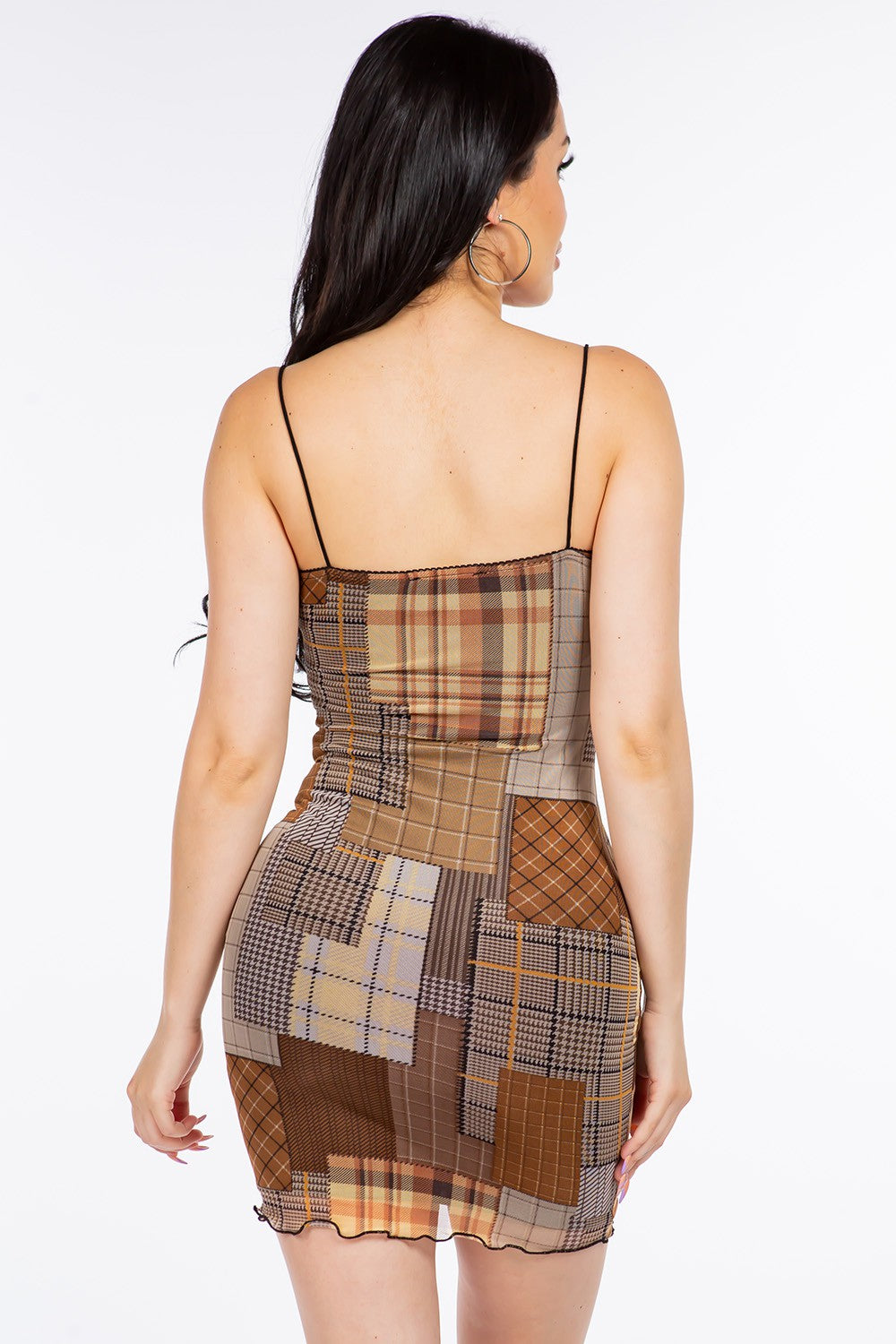 Plaid Patchwork Bodycon Dress
