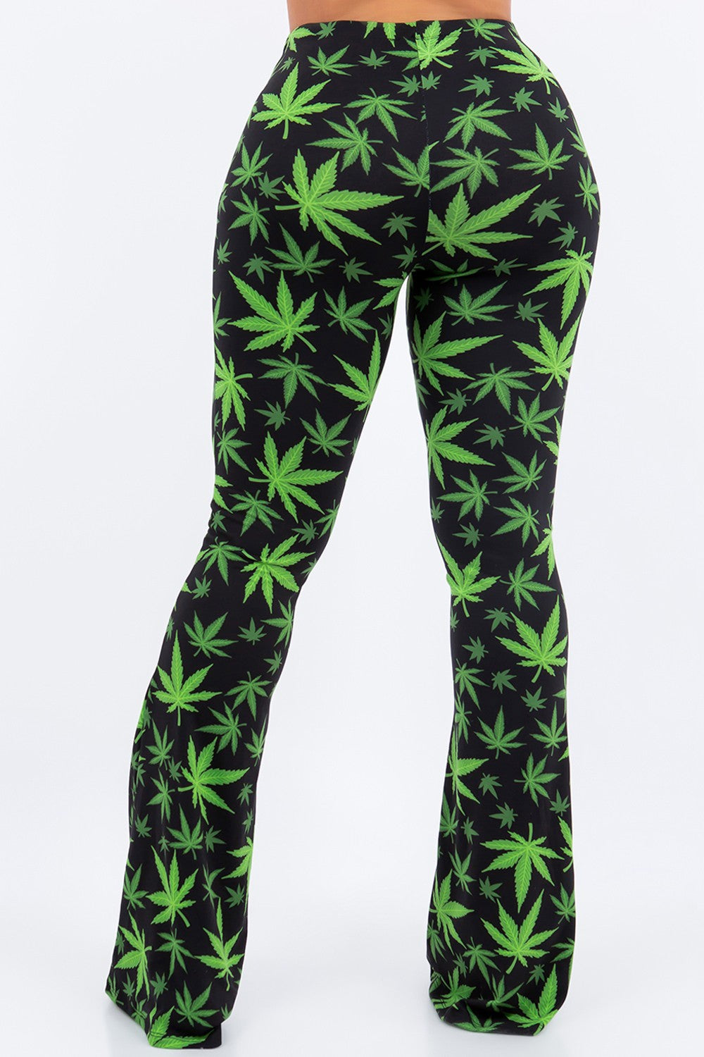 Leaf Printed Flare Pants