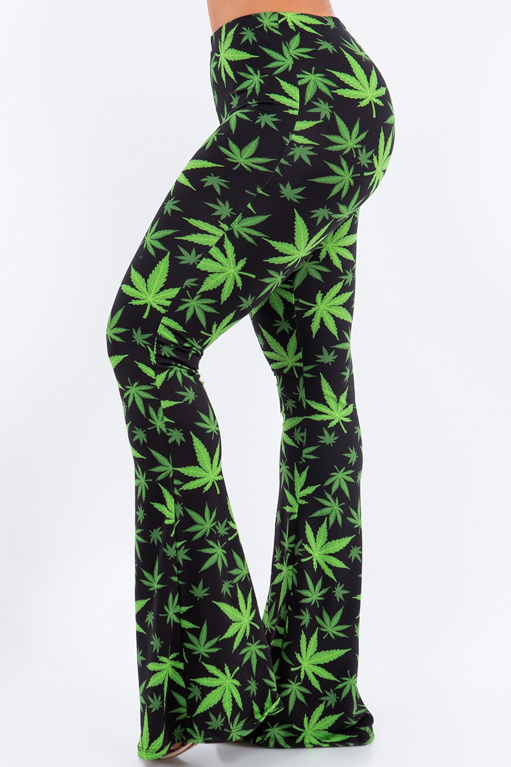 Leaf Printed Flare Pants