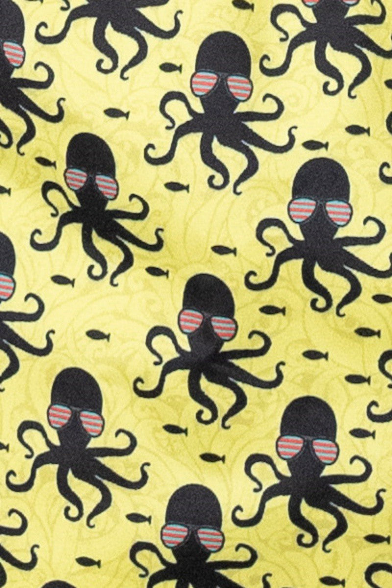 Yellow Octopus Print Swim Shorts