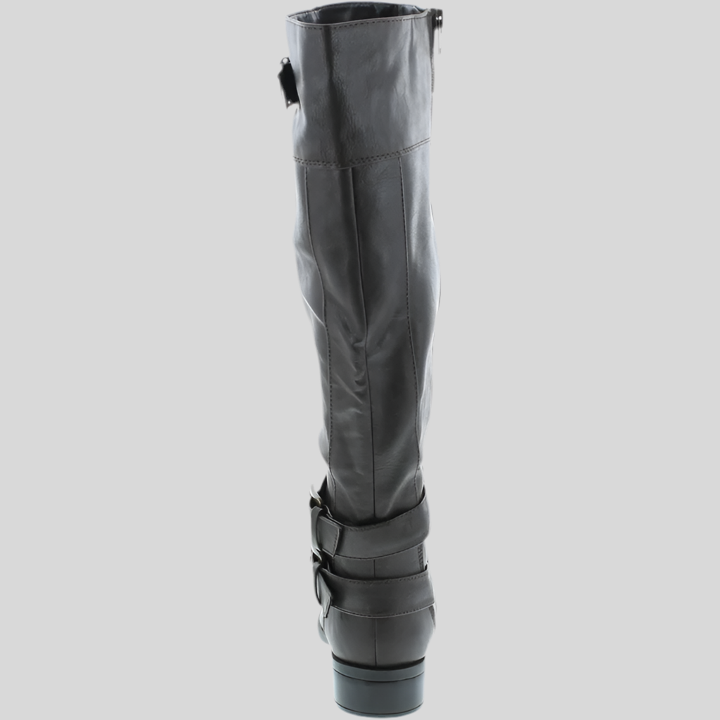 Faux Leather Buckle Accent Knee High Boots