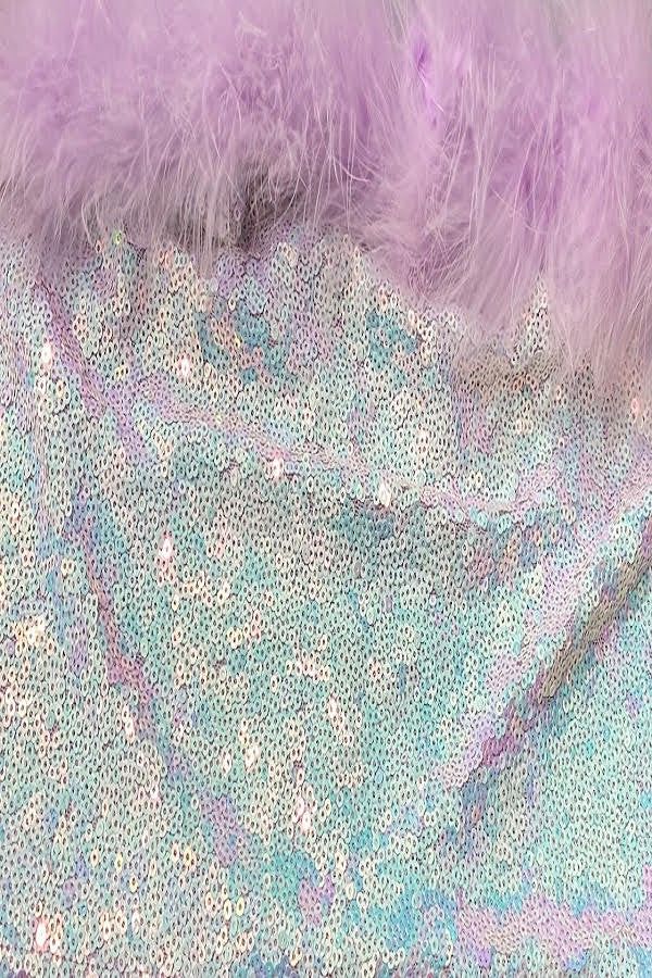 Sequin Crop Top with Fur
