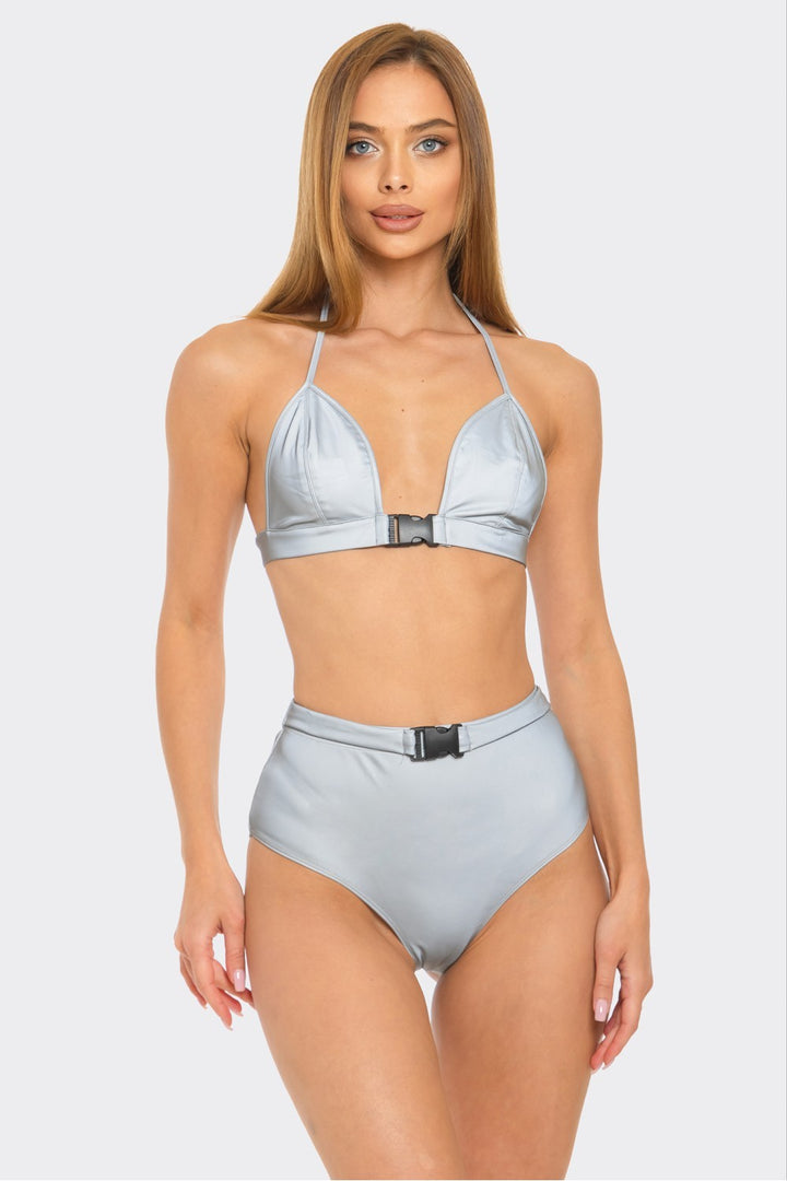 Reflective Buckle Bikini Set
