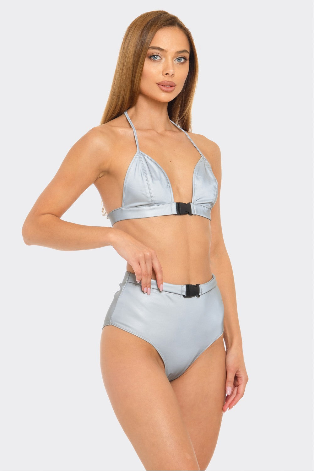 Reflective Buckle Bikini Set