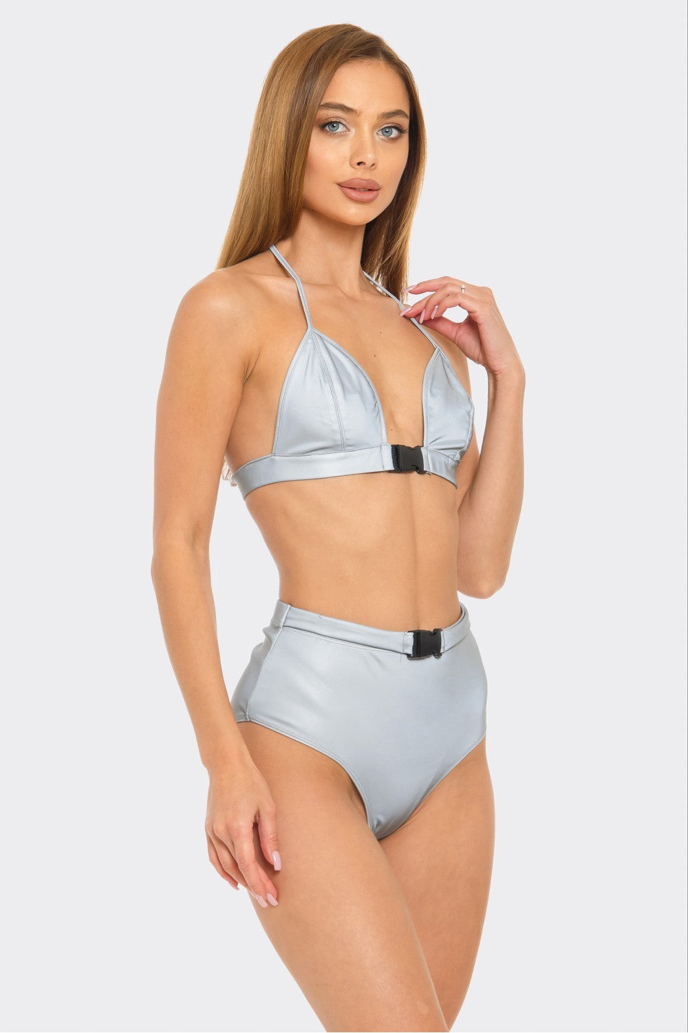 Reflective Buckle Bikini Set