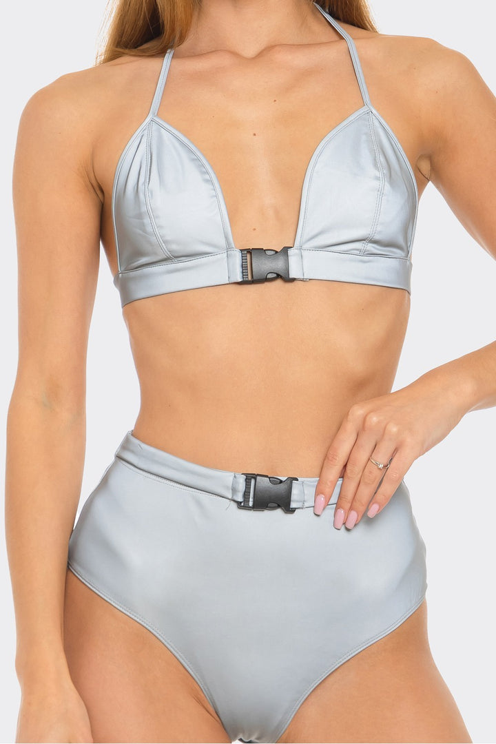 Reflective Buckle Bikini Set
