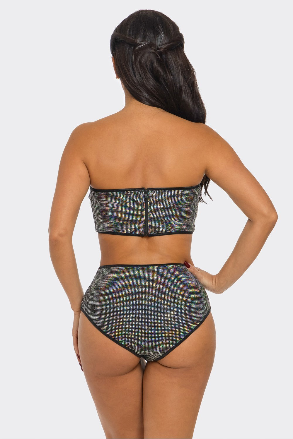 Sleeveless Multicolor Sequins Tube Top and Panty Set