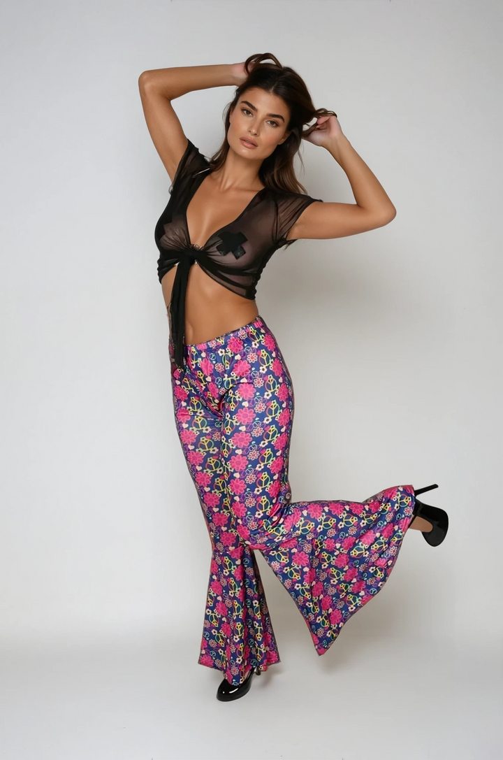 Hippie Disco Floral Bell Bottom Pants