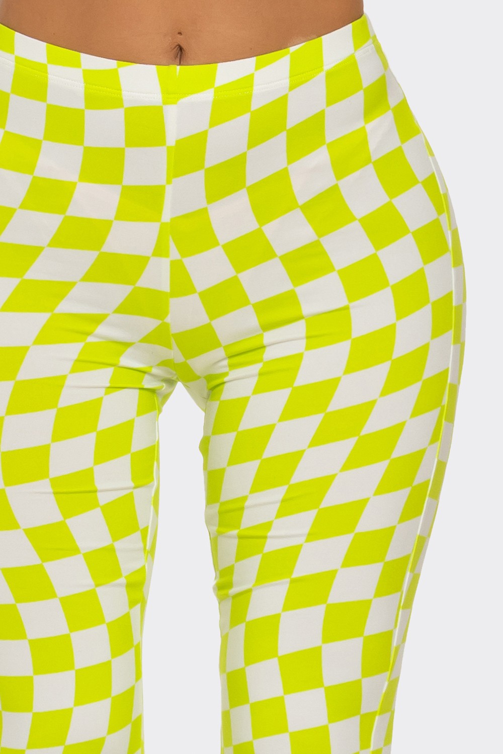 Neon Checkered Flare Pants
