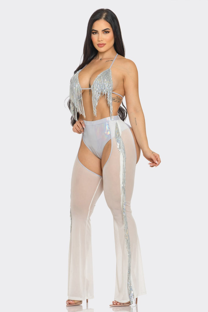 Bikini Top and Chaps Pants Set