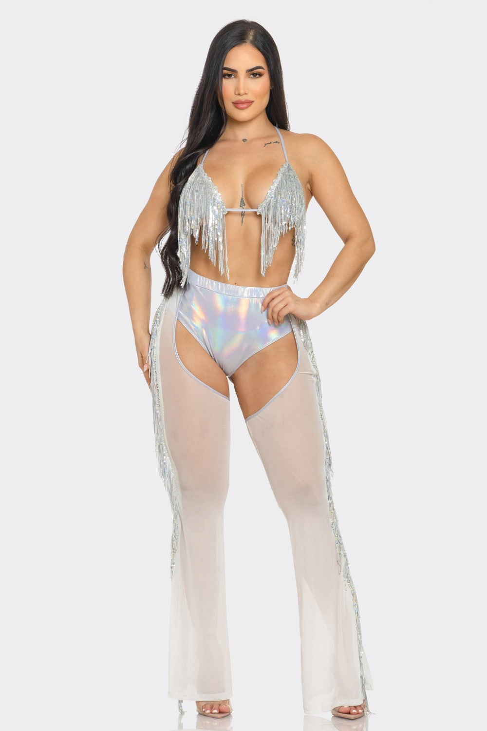 Bikini Top and Chaps Pants Set