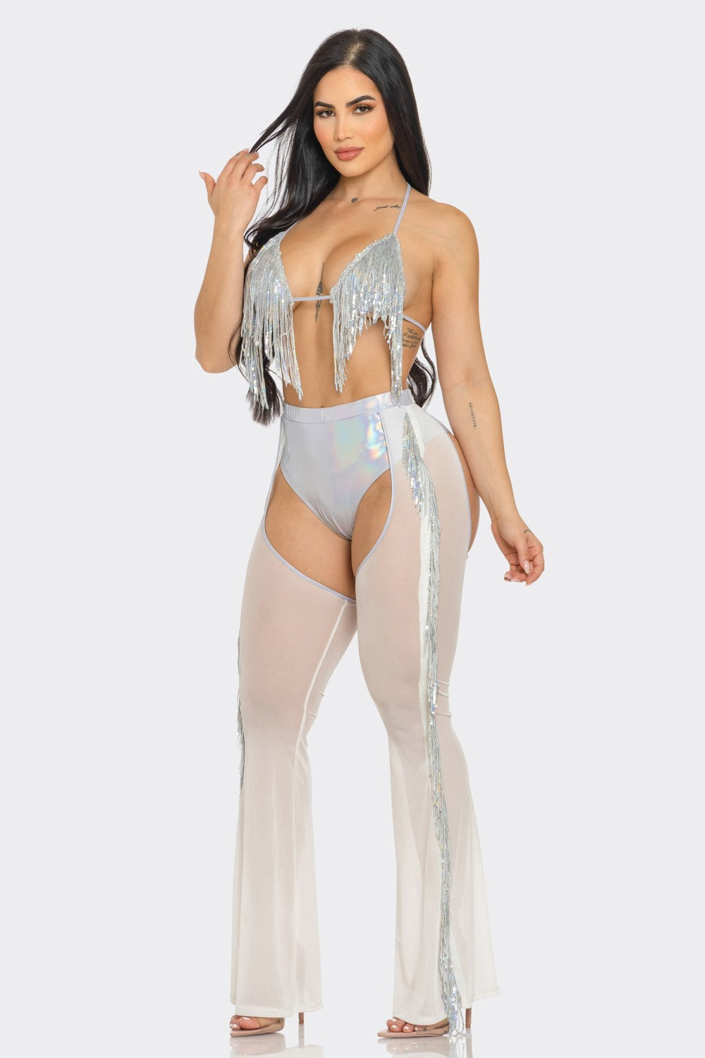 Bikini Top and Chaps Pants Set
