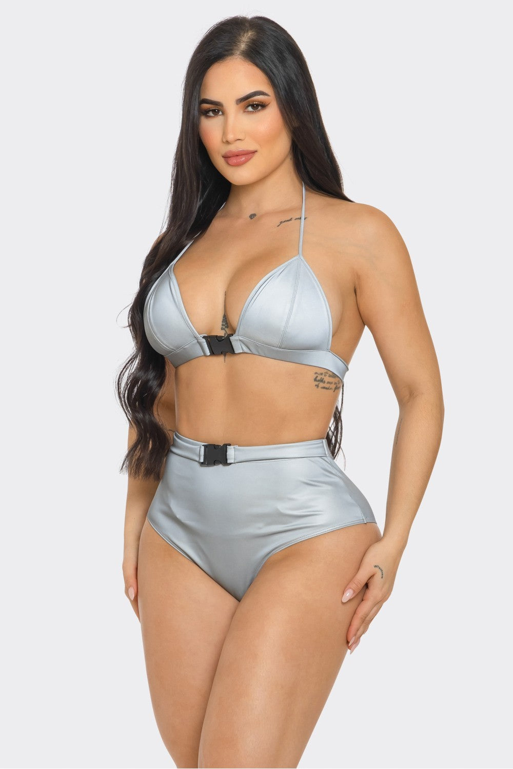 Reflective Buckle Bikini Set
