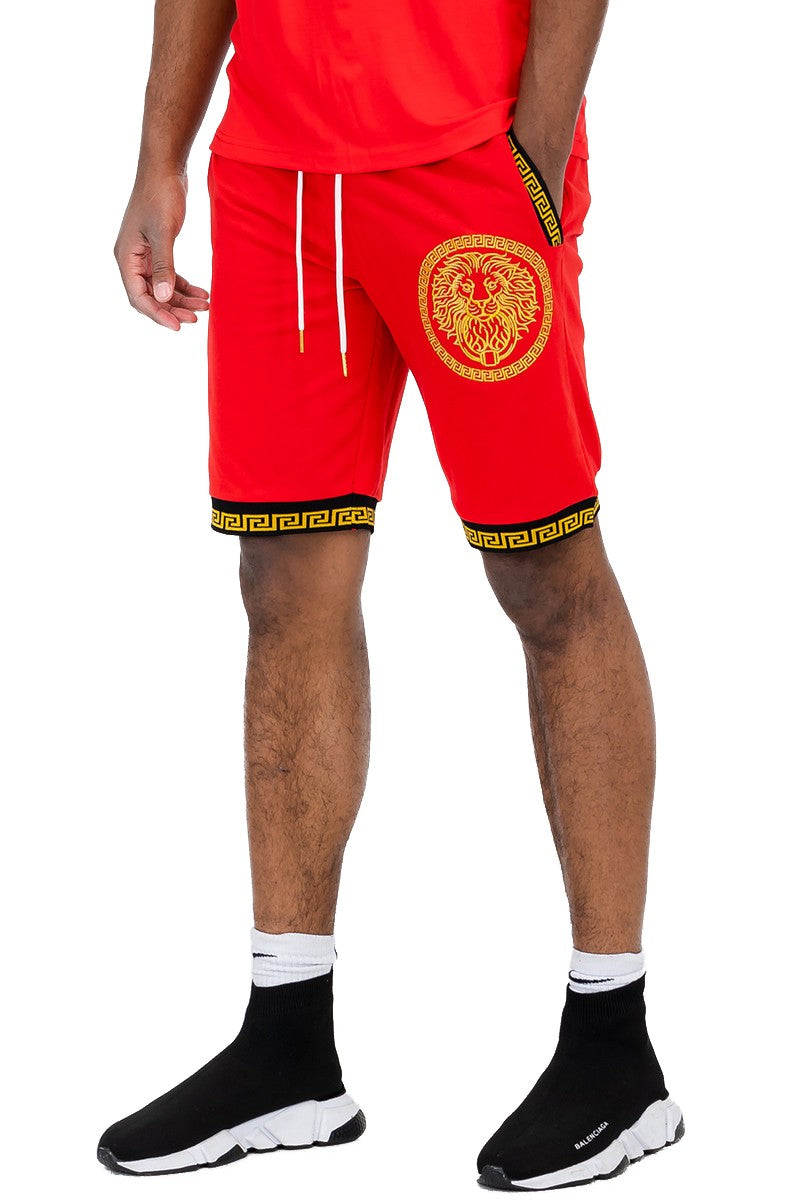 Greek Key Lion Crest Shorts