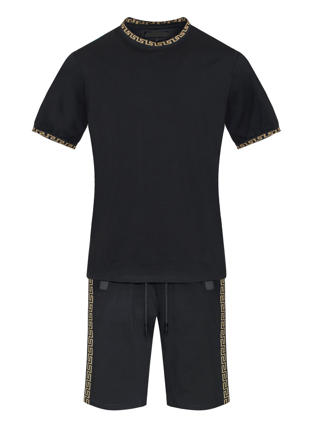 Black Greek Key Trim Shirt & Shorts