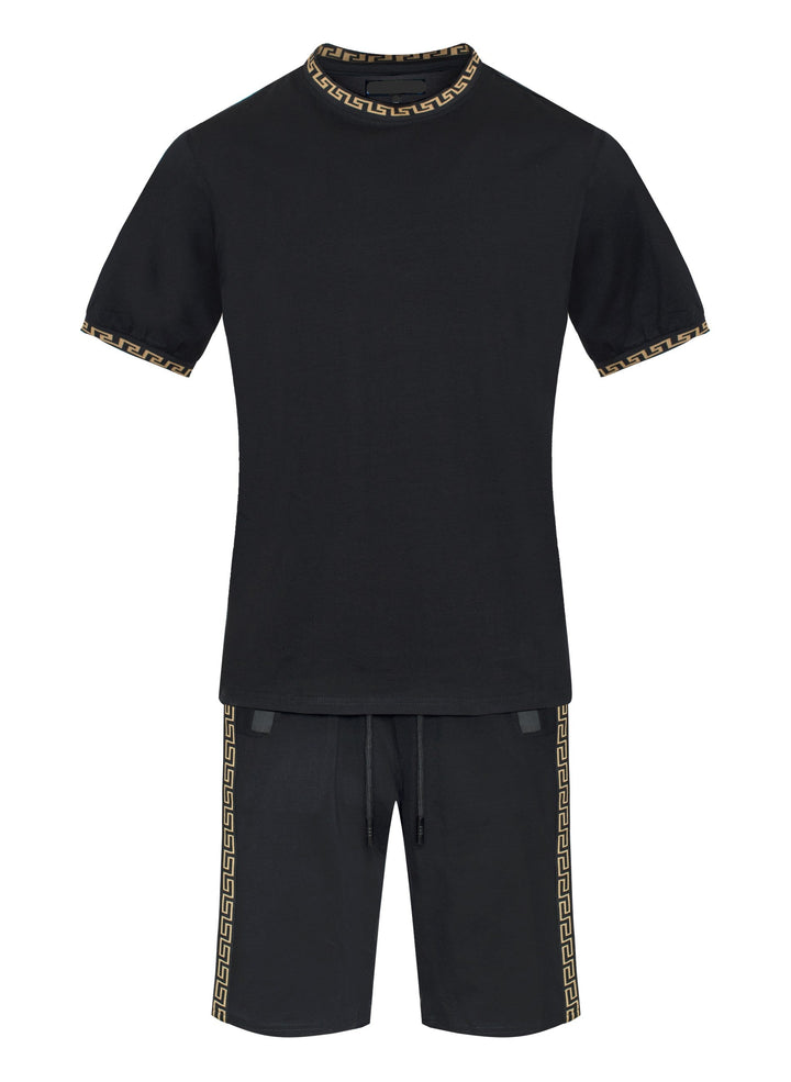 Black Greek Key Trim Shirt & Shorts