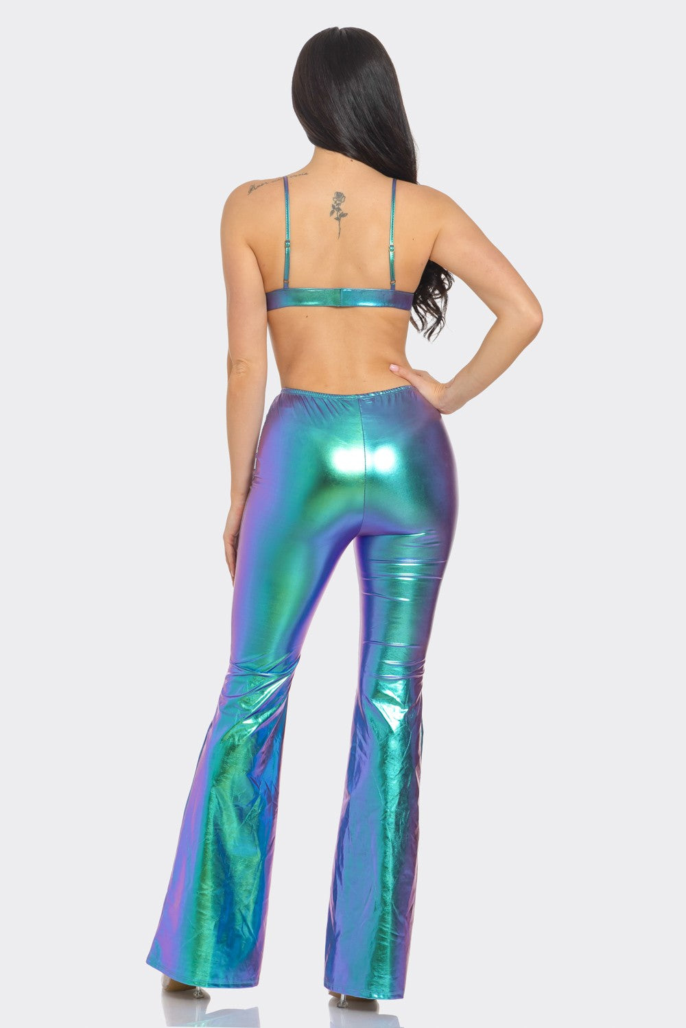 Metallic Bra Top with Pants Set