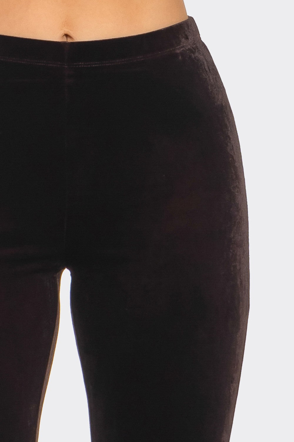 Solid Velvet Long Flared Pants