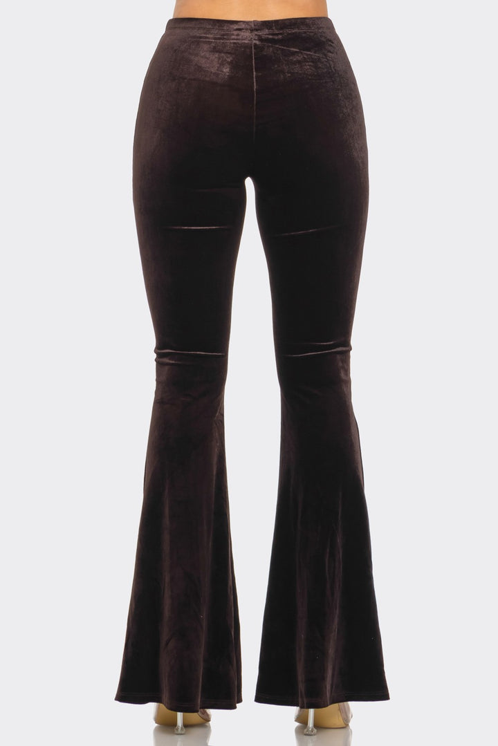 Solid Velvet Long Flared Pants