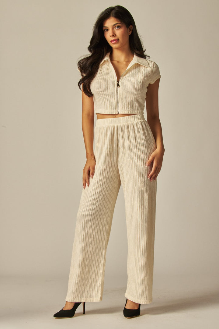 Crinkled Plisse Linen Set