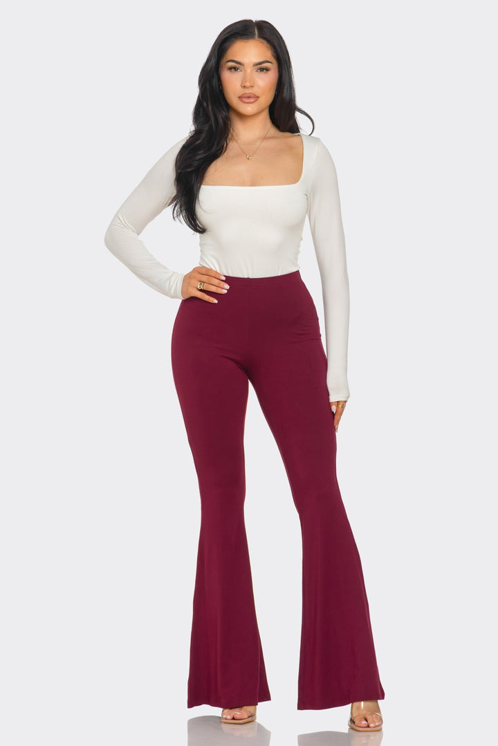 Solid Flared Long Pants