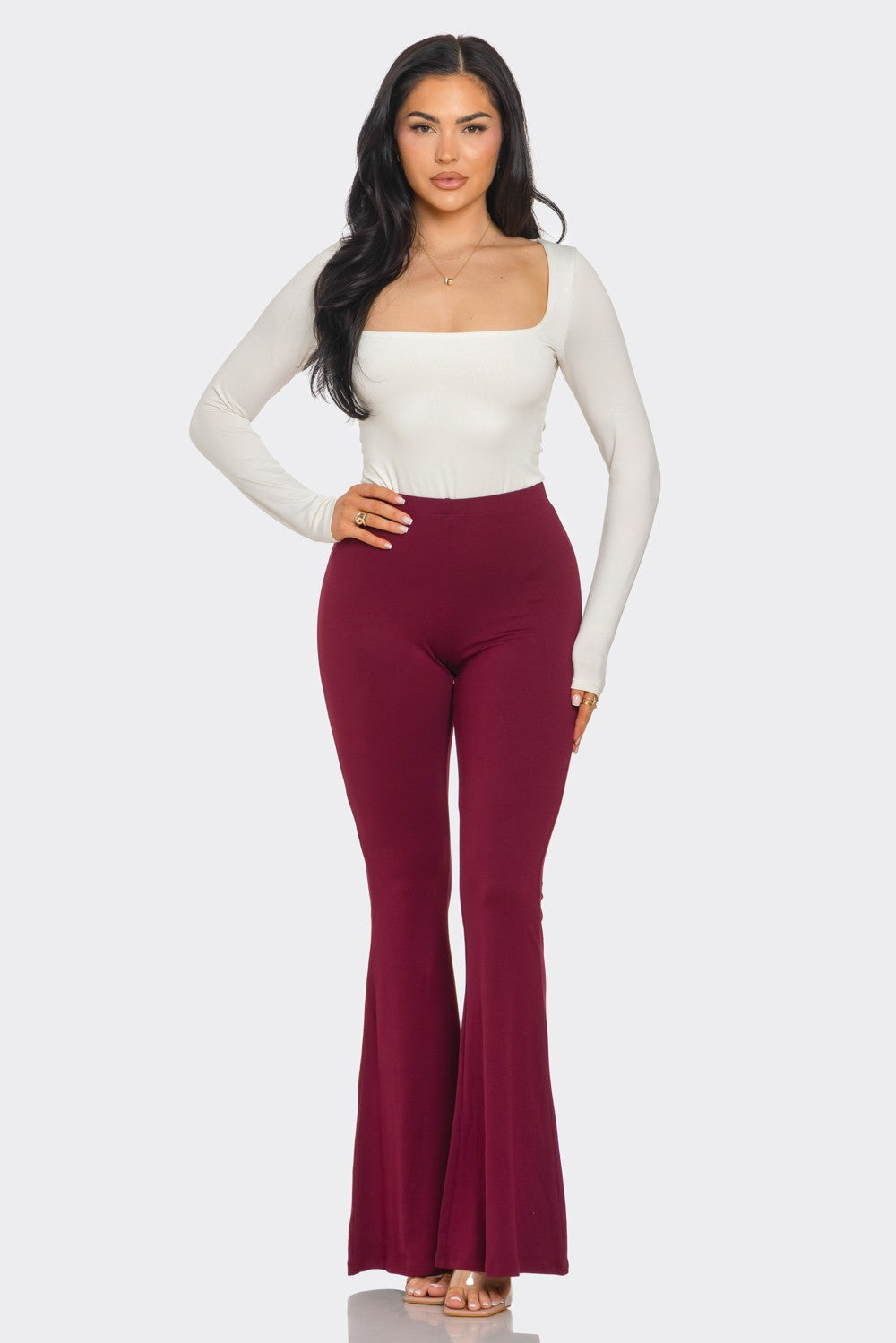 Solid Flared Long Pants