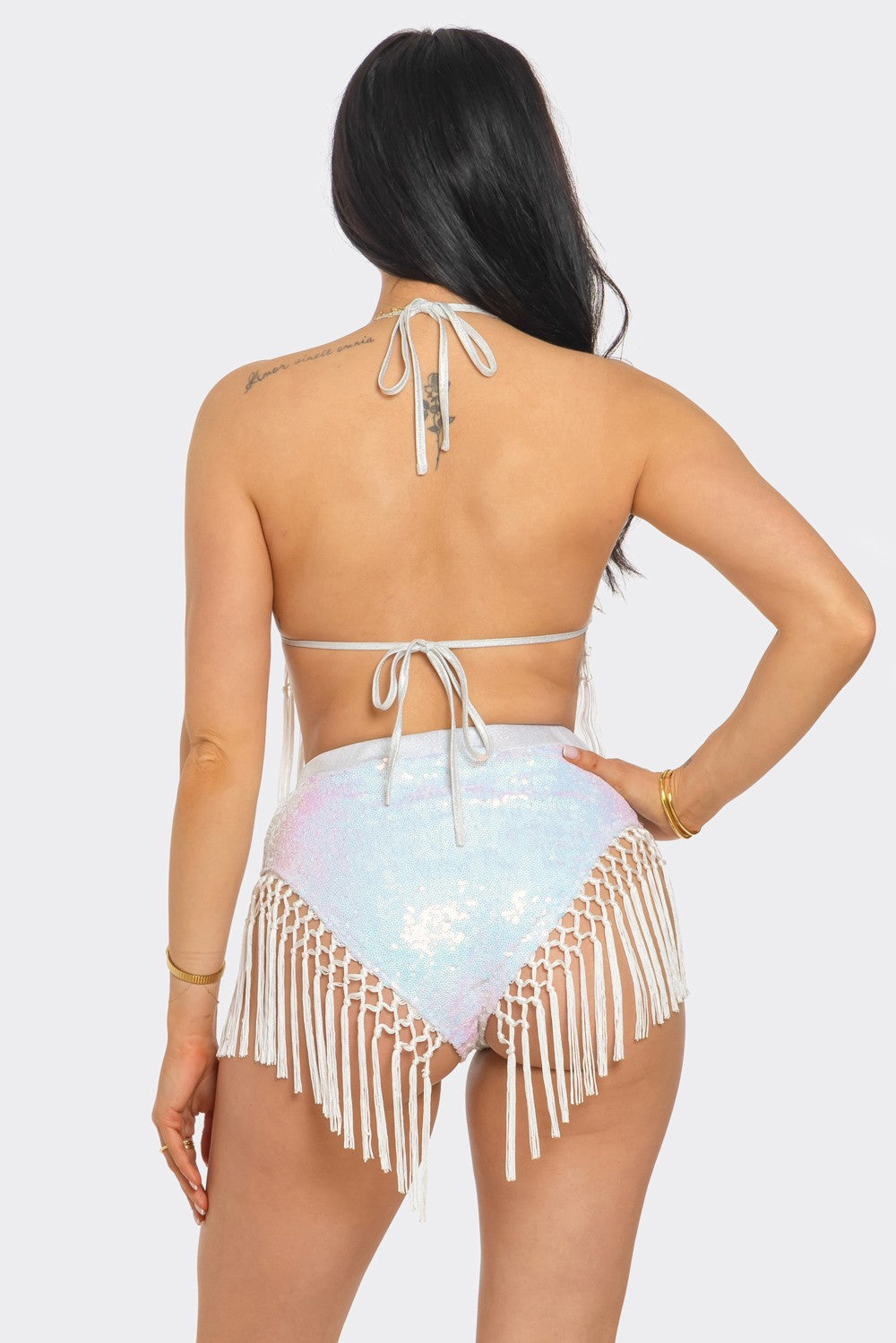 Sequin Bikini Top and Shorts Set