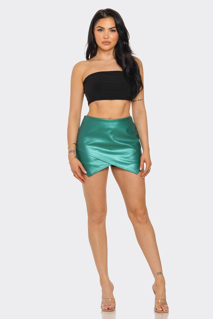 Pleather Metallic Skort