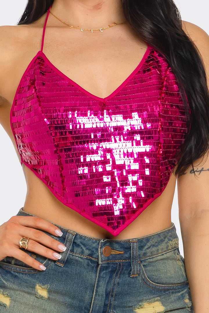 Sequin Open Back Top