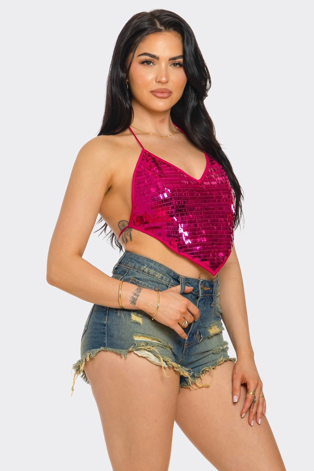 Sequin Open Back Top