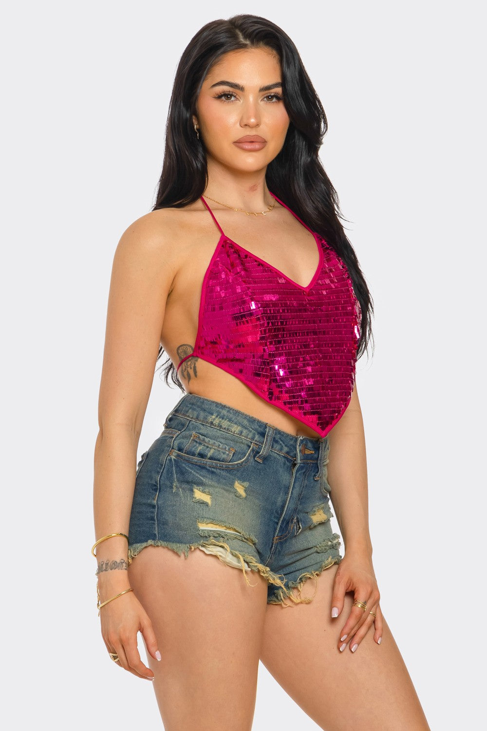 Sequin Open Back Top