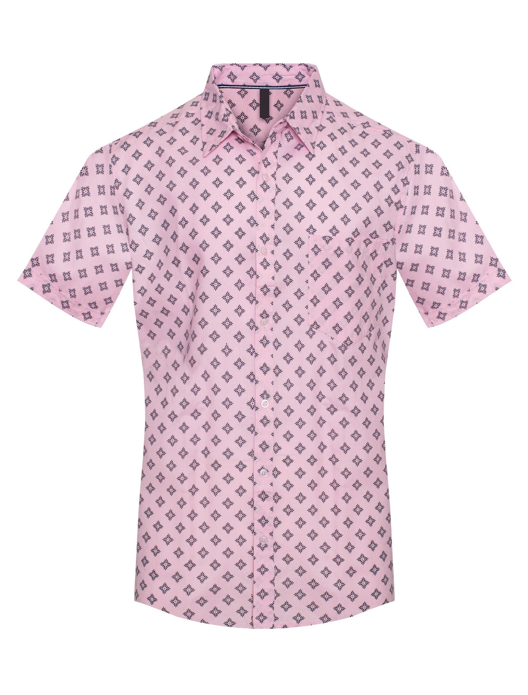 Pink Printed Button-Up Polo
