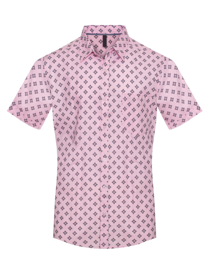 Pink Printed Button-Up Polo