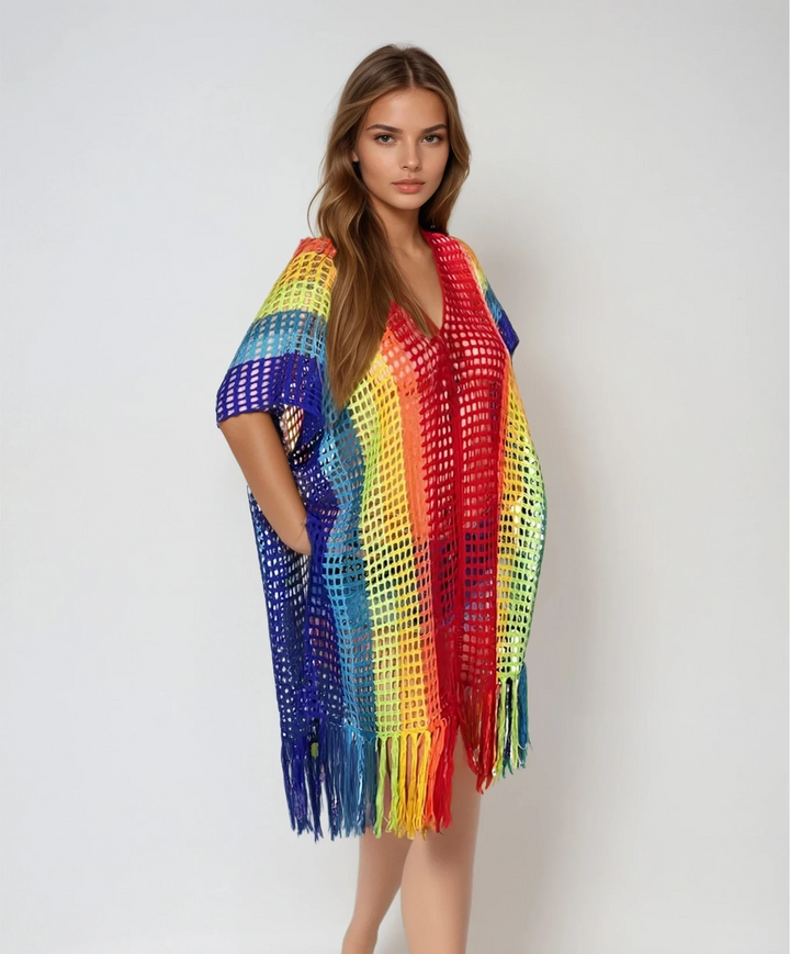 Rainbow Crochet Tunic Cover Up