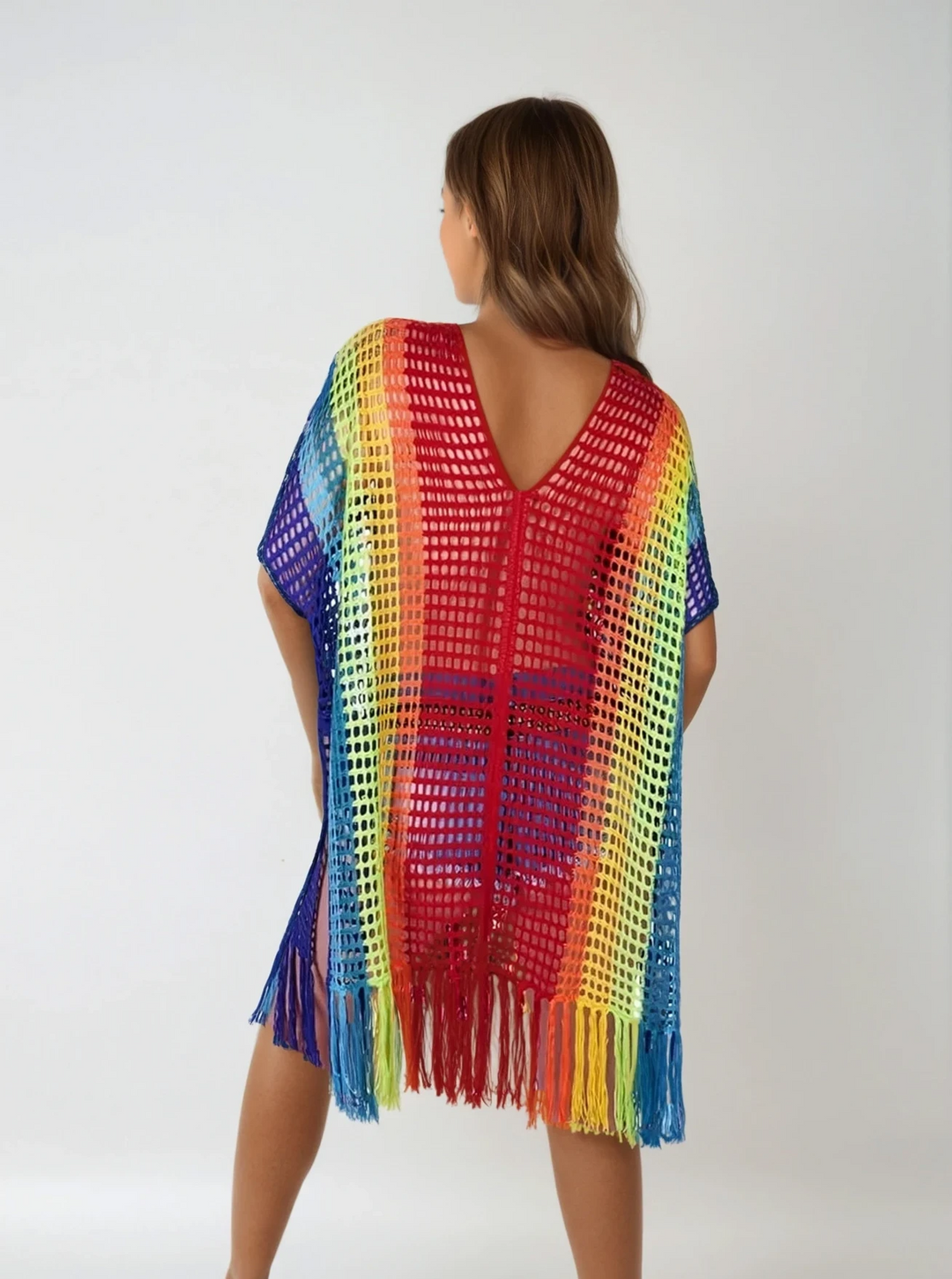 Rainbow Crochet Tunic Cover Up