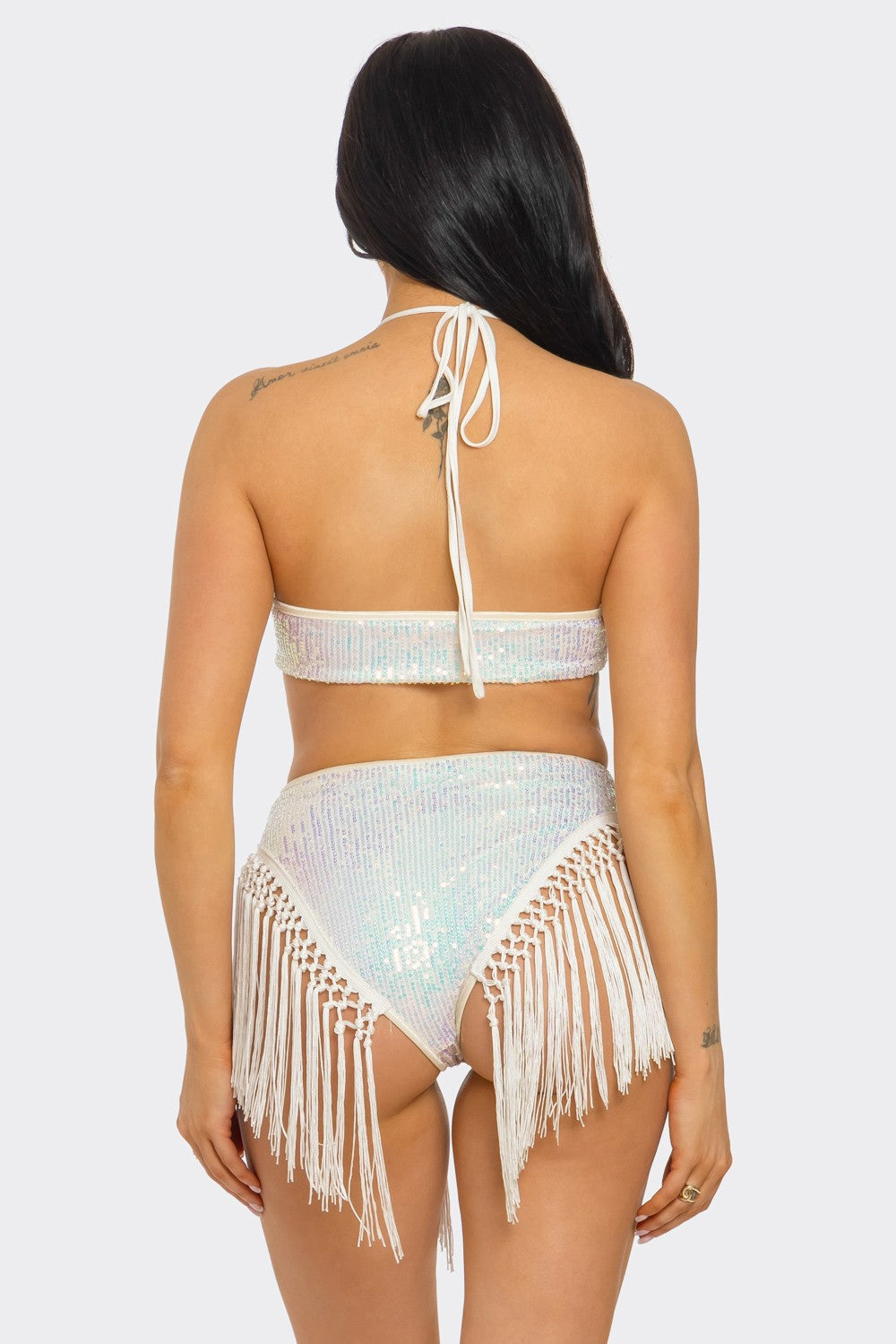 Halter Neck Iridescent Sequin Bodysuit