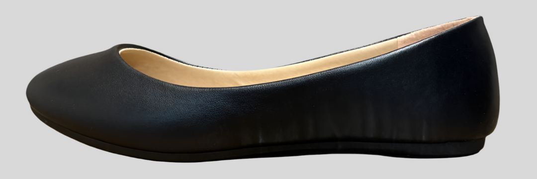 Wide Faux Leather Round Toe Ballet Flats