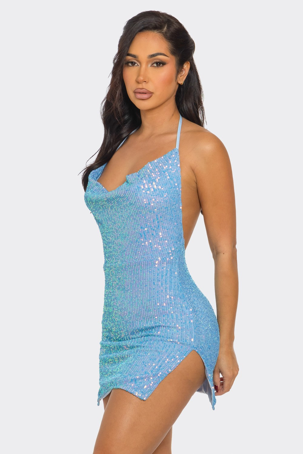 Halter Sequin Mini Dress