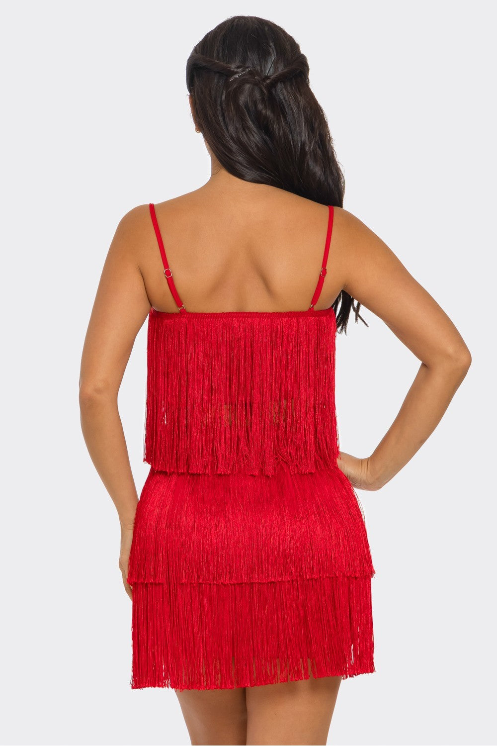 Fringe Mini Skirt and Crop Top Set