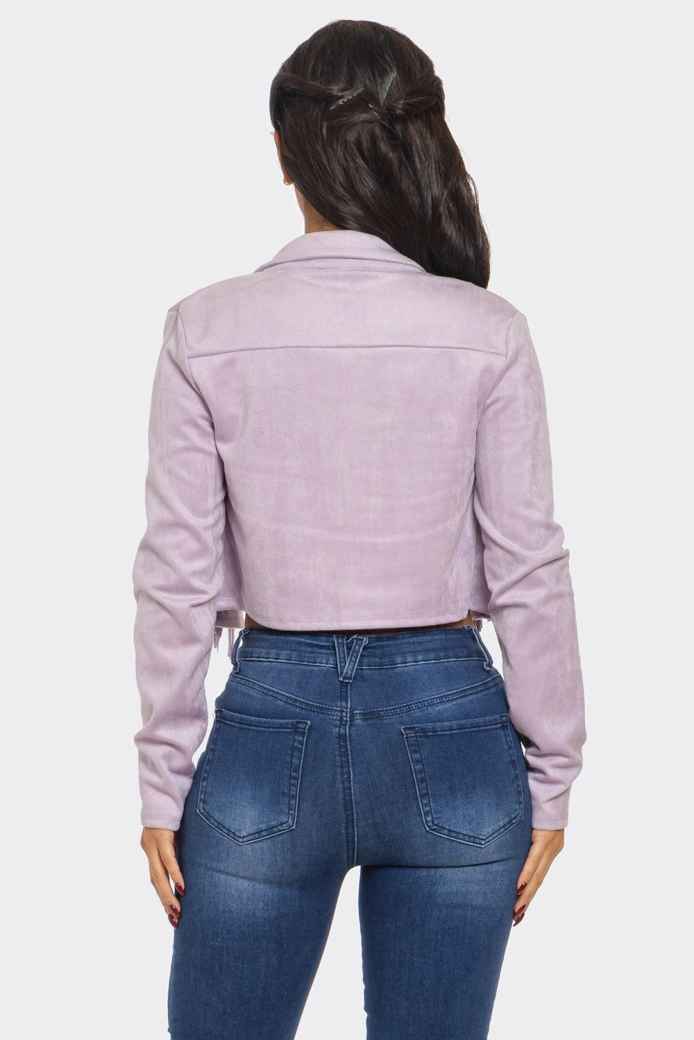 Suede Jacket with Rhinestone Fringe