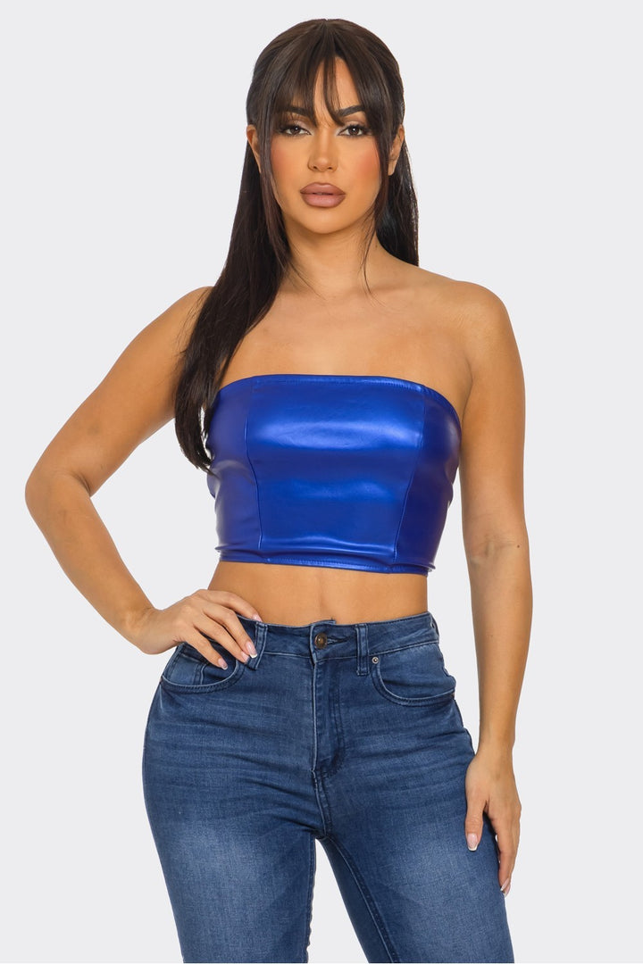 Metallic Tie Back Tube Top
