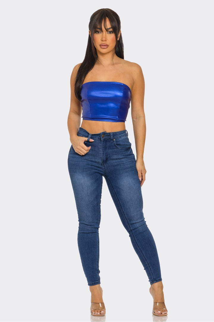 Metallic Tie Back Tube Top