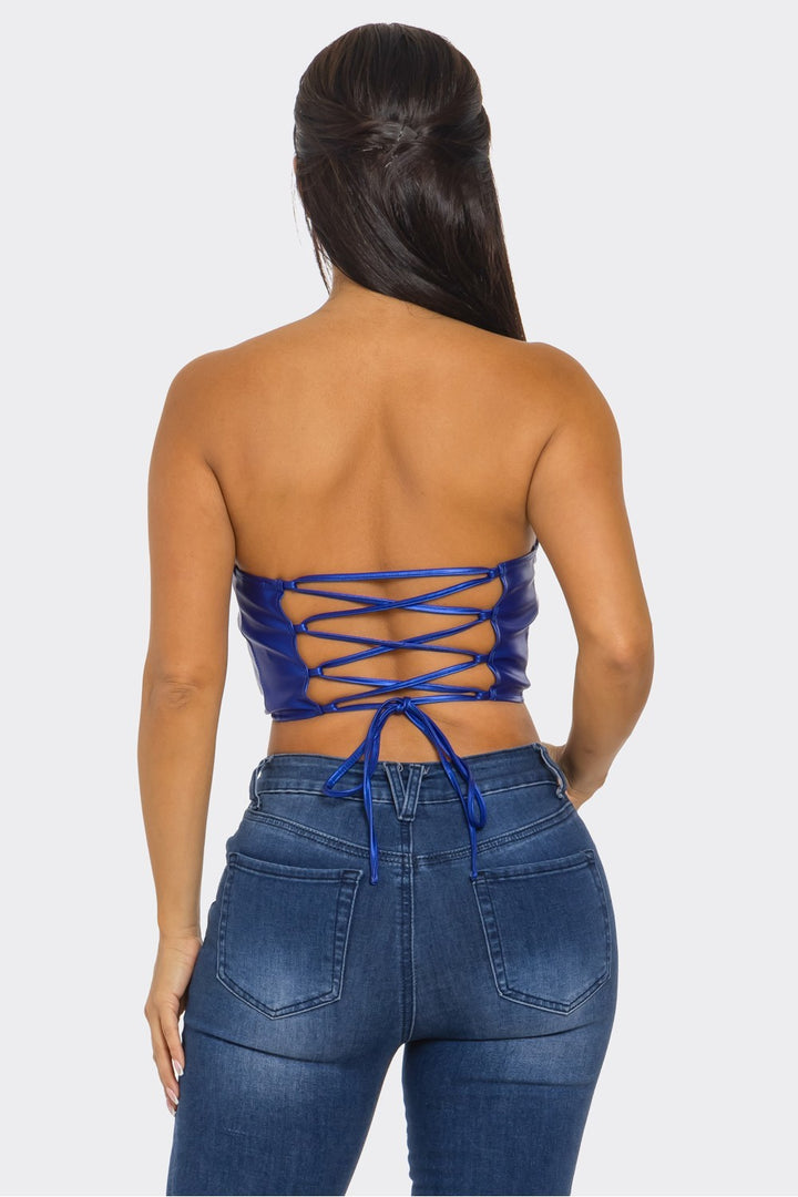 Metallic Tie Back Tube Top